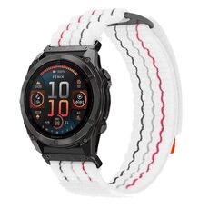 Per cinturino da orologio con chiusura a strappo in nylon stile sportivo a doppia sezione Garmin da 22 mm (bianco)