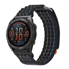 Per cinturino da orologio con chiusura a strappo in nylon stile sportivo Garmin da 22 mm a doppia sezione (nero)
