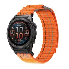 Per cinturino da orologio con chiusura a strappo in nylon stile sportivo Garmin da 22 mm a doppia sezione (arancione)