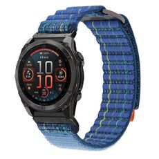 Per cinturino da orologio con chiusura a strappo in nylon stile sportivo Garmin da 22 mm a doppia sezione (blu)
