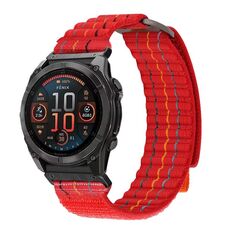 Per cinturino da orologio con chiusura a strappo in nylon stile sportivo Garmin da 22 mm a doppia sezione (rosso)