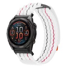 Per Garmin 26mm Dual Sections Sports Style Nylon Loop Hook and Loop Fastener Watch Band (Bianco)
