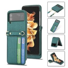 Per Samsung Galaxy Z Flip4 POLA Light Custodia in pelle per telefono con slot per carte di lusso (verde)