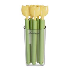 5 pezzi/scatola clip di tenuta per sacchetti di cibo a forma di tulipano clip di tenuta per pane per snack portatile con scatola di immagazzinaggio magnetica (giallo)