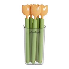 5 pezzi/scatola clip di tenuta per sacchetti di cibo a forma di tulipano clip di tenuta per pane per snack portatile con scatola di immagazzinaggio magnetica (arancione)