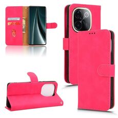 Per vivo T3 Pro 5G India Custodia in pelle magnetica con chiusura magnetica (rosso rosa)