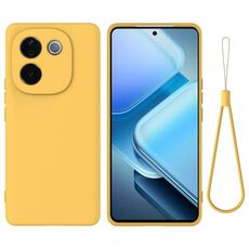 Per vivo iQOO Z9s Pro / T3 Pro Custodia per telefono antiurto in silicone liquido a tinta unita con copertura totale (giallo)