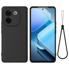 Per vivo iQOO Z9s Pro / T3 Pro Custodia per telefono antiurto in silicone liquido a tinta unita con copertura totale (nero)