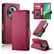 Per OPPO Reno12 F 4G / 5G / F27 India Custodia per telefono in pelle smerigliata magnetica con fibbia laterale (rosso vino)