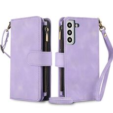 Per Samsung Galaxy S22+ 5G Dream 9-Card Zipper Wallet RFID Custodia in pelle per telefono con cordino (viola)