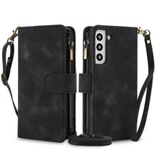 Per Samsung Galaxy S22+ 5G Dream 9-Card Zipper Wallet RFID Custodia in pelle per telefono con cordino (nero)