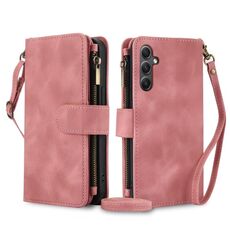 Per Samsung Galaxy S24+ 5G Dream 9-Card Zipper Wallet RFID Custodia in pelle per telefono con cordino (oro rosa)