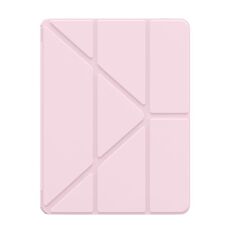 For iPad Pro 13 2024 Baseus Minimalist Series Y-shaped Tri-fold Leather Tablet Case(Pink)