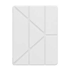 For iPad Air 13 2024 Baseus Minimalist Series Y-shaped Tri-fold Leather Tablet Case(White)