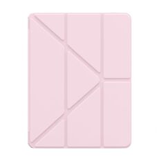 For iPad Air 13 2024 Baseus Minimalist Series Y-shaped Tri-fold Leather Tablet Case(Pink)