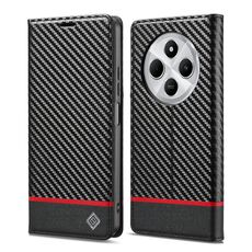 Per Redmi 14C 4G LC.IMEEKE Custodia in pelle con texture in fibra di carbonio (nero orizzontale)
