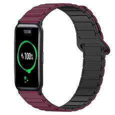 For Honor Watch ES Dual Color Magnetic Buckle 20mm Silicone Watch Band(Wine Red+Black)