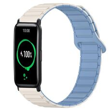 For Honor Watch ES Dual Color Magnetic Buckle 20mm Silicone Watch Band(White+Blue)