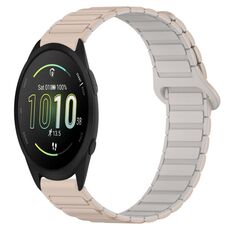 Per Garmin Forerunner 165 cinturino in silicone con fibbia magnetica bicolore da 20 mm (Milk Tea + Rocky White)