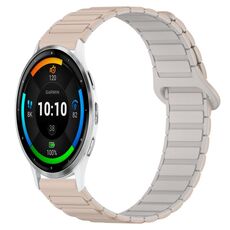 Per Garmin Venu 3 cinturino in silicone con fibbia magnetica bicolore da 22 mm (Milk Tea + Rocky White)