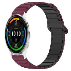 Per Garmin Venu 3 cinturino in silicone con fibbia magnetica bicolore da 22 mm (rosso vino + nero)