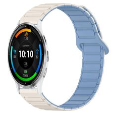 Per Garmin Venu 3 cinturino in silicone con fibbia magnetica bicolore da 22 mm (bianco+blu)