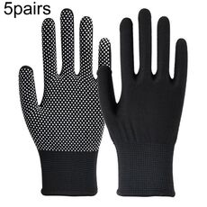 5 paia di guanti da trekking in nylon antiscivolo traspiranti per esterni, guanti sottili in silicone (nero)