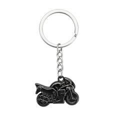 Simulation Cool Motorcycle Keychain Metal Decoration Pendant, Style: X-104 Black