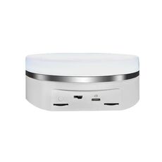 Tavolo espositivo con piastra girevole a 360 gradi, luce colorata intelligente, controllo della velocità elettrico, colore: bianco, ricarica