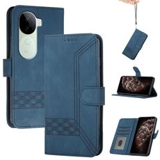 Per vivo iQOO Z9s / V40e India Custodia per telefono in pelle con chiusura a scatto Cubic Skin Feel (blu)