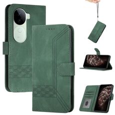 Per vivo iQOO Z9s / V40e India Custodia per telefono in pelle Cubic Skin Feel Flip (verde)