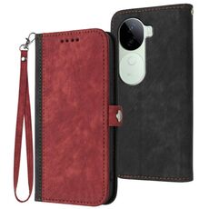 Per vivo iQOO Z9s / V40e India Custodia per telefono in pelle con cinturino a doppia piega e fibbia laterale (rosso)
