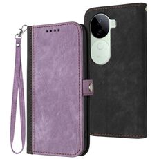 Per vivo iQOO Z9s / V40e India Custodia per telefono in pelle con cinturino a doppia piega e fibbia laterale (viola)