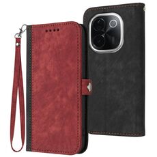 Per vivo iQOO Z9s Pro / T3 Pro 5G India Custodia in pelle con cinturino a doppia piega e fibbia laterale (rosso)