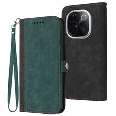 Per vivo iQOO Z9s Pro / T3 Pro 5G India Custodia in pelle con cinturino a doppia piega e fibbia laterale (verde scuro)
