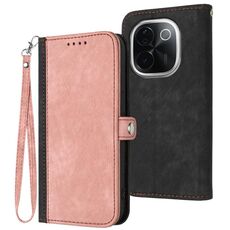 Per vivo iQOO Z9s Pro / T3 Pro 5G India Custodia in pelle con cinturino a doppia piega e fibbia laterale (rosa)