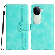 Per vivo iQOO Z9s / V40e India Custodia in pelle con motivo a cuore (azzurro chiaro)
