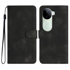 Per vivo iQOO Z9s / V40e India Custodia in pelle con motivo a cuore (nero)