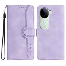 Per vivo iQOO Z9s / V40e India Custodia in pelle con motivo a cuore (viola)