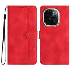 Per vivo iQOO Z9s Pro / T3 Pro 5G India Custodia in pelle con motivo a cuore (rosso)