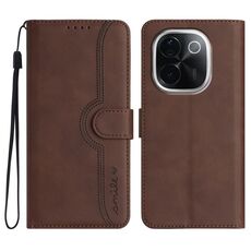 Per vivo iQOO Z9s Pro / T3 Pro 5G India Custodia in pelle con motivo a cuore (marrone)