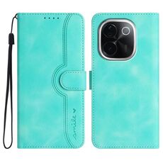 Per vivo iQOO Z9s Pro / T3 Pro 5G India Custodia in pelle con motivo a cuore (azzurro chiaro)