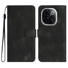 Per vivo iQOO Z9s Pro / T3 Pro 5G India Custodia in pelle con motivo a cuore (nero)