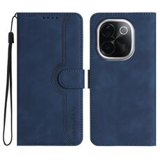 Per vivo iQOO Z9s Pro / T3 Pro 5G India Custodia in pelle con motivo a cuore (blu reale)