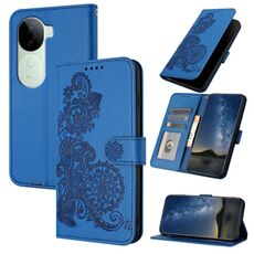 Per vivo iQOO Z9s / V40e India Datura Flower Embossed Flip Custodia in pelle per telefono (blu)