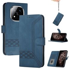 Per Redmi Note 14 Pro+ 5G Custodia per telefono in pelle con effetto pelle cubica (blu)