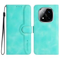 Per Redmi Note 14 Pro+ 5G Custodia in pelle con motivo a cuore (azzurro chiaro)