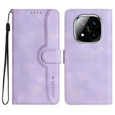 Per Redmi Note 14 Pro+ 5G Custodia in pelle con motivo a cuore (viola)