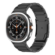 Per Samsung Galaxy Watch Ultra 47mm cinturino in acciaio al titanio con fibbia tartaruga a tre perline (nero)