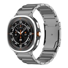 Per Samsung Galaxy Watch Ultra 47mm cinturino in acciaio al titanio con fibbia tartaruga a tre perline (grigio)